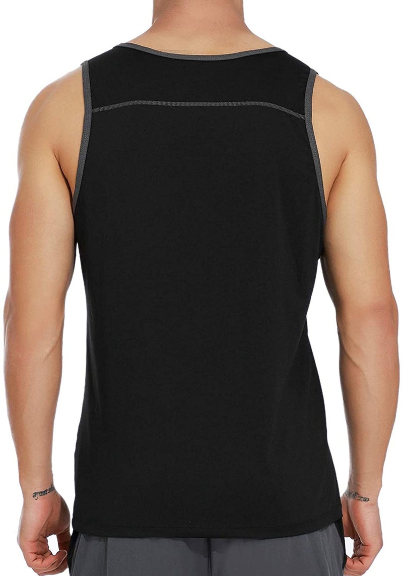 EZRUN Men's Quick Dry Tank Top UPF 50+ Summer Beach Swim Shirts for Gym Workout Athletic Muscle Sleeveless Shirts Black - Image 3